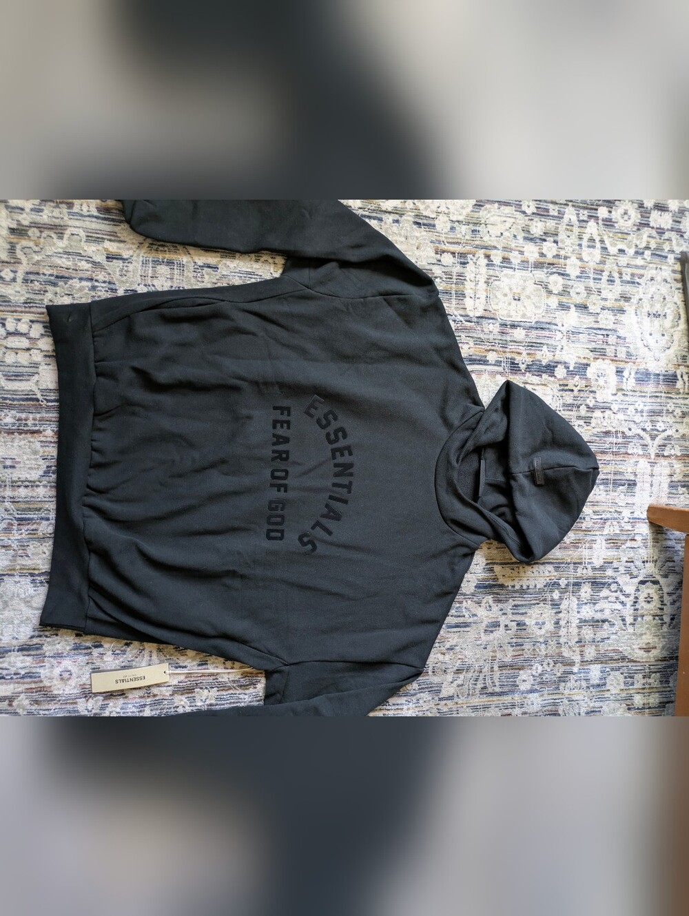 Fear of God ESSENTIALS Jet Black Hoodie Size L NWT Oversized
